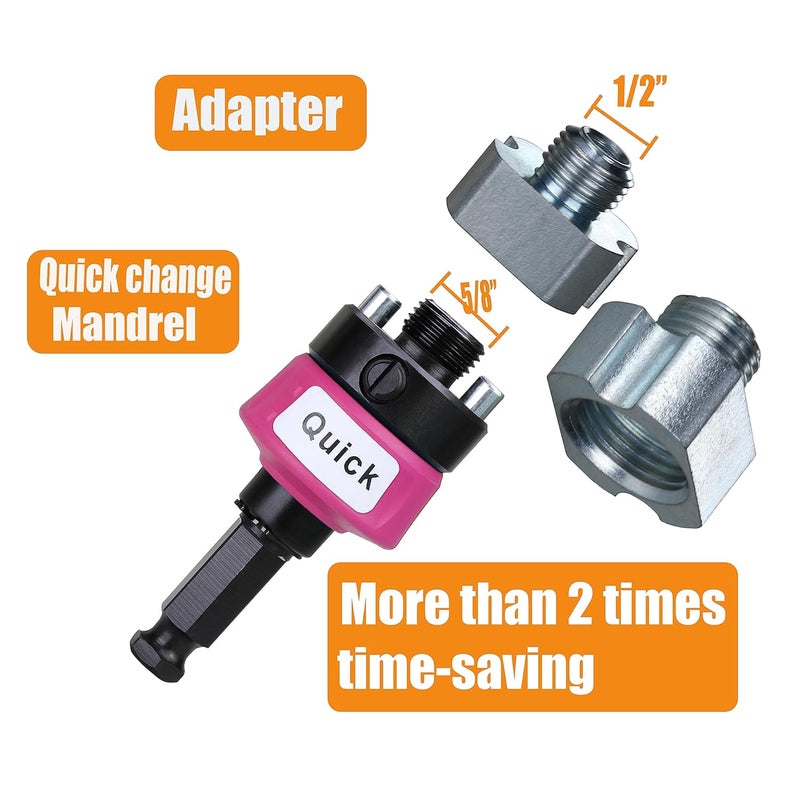 wowsupm Quick Change Mandrel 7/16 Inch Shank New Hole Saw Large Arbor Heavy Duty Fit 9/16 to 10 Inch Hole Cutter with Pilot Drill Bits - Image 2